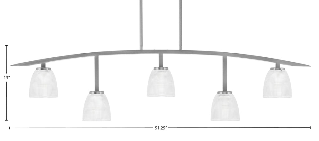 Kurve Five Light Bar in Graphite with Clear Ribbed Shade