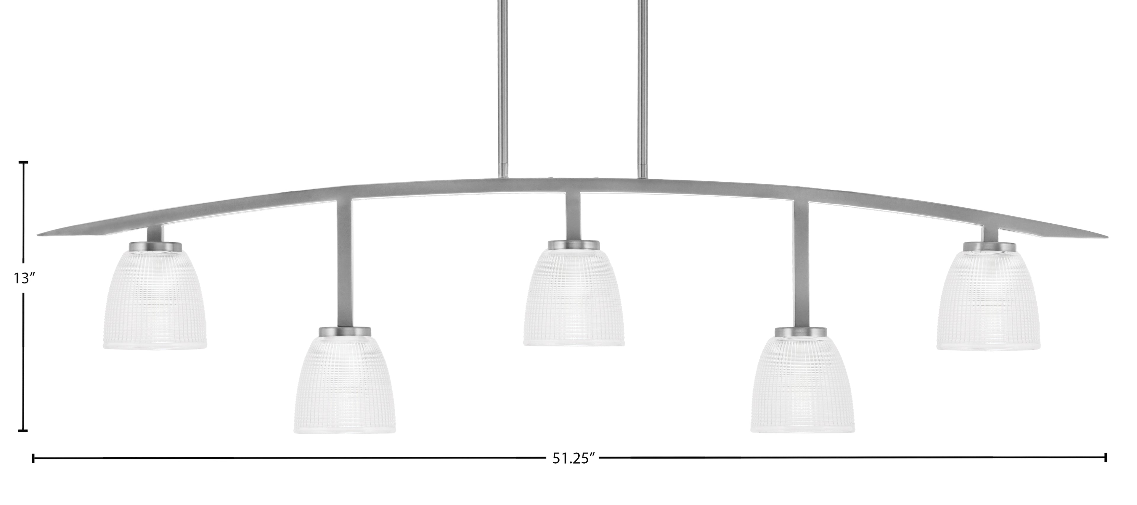 Kurve Five Light Bar in Graphite with Clear Ribbed Shade