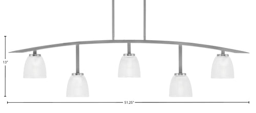 Kurve Five Light Bar in Graphite with Clear Ribbed Shade