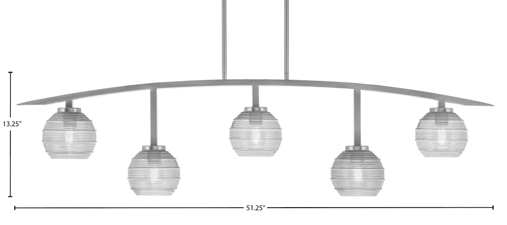 Kurve Five Light Bar in Graphite with Clear Ribbed Shade
