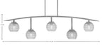 Kurve Five Light Bar in Graphite with Clear Ribbed Shade