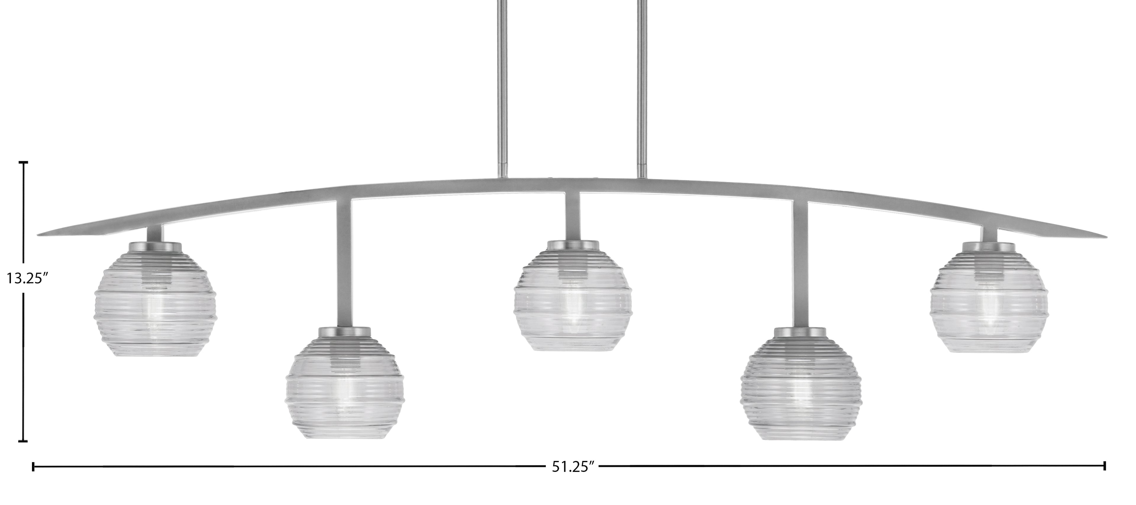 Kurve Five Light Bar in Graphite with Clear Ribbed Shade