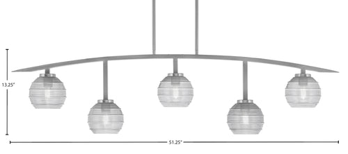 Kurve Five Light Bar in Graphite with Clear Ribbed Shade