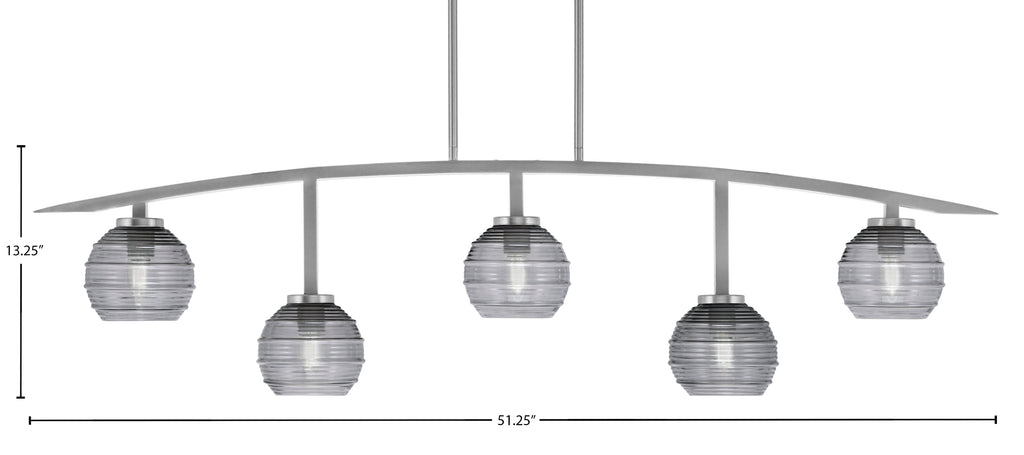 Kurve Five Light Bar in Graphite with Smoke Ribbed Shade