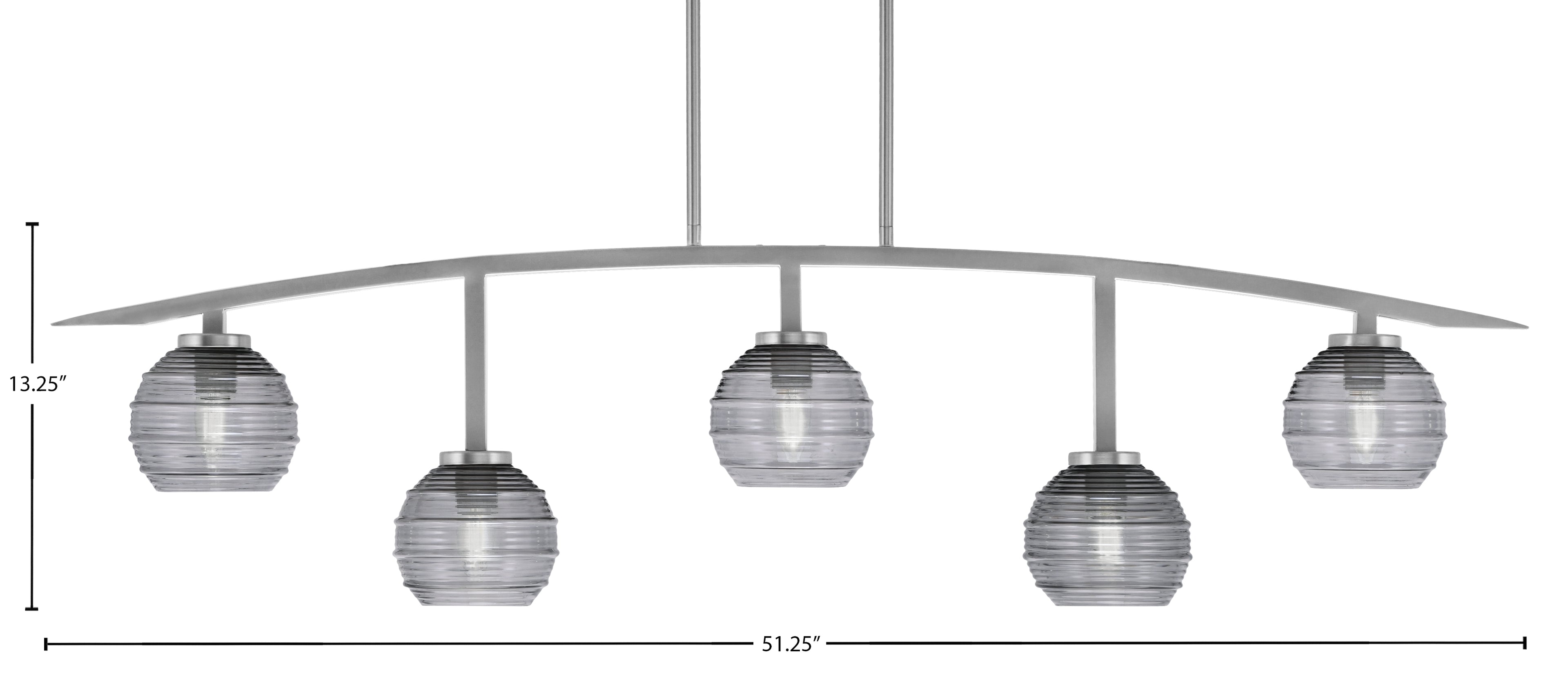 Kurve Five Light Bar in Graphite with Smoke Ribbed Shade