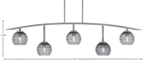 Kurve Five Light Bar in Graphite with Smoke Ribbed Shade