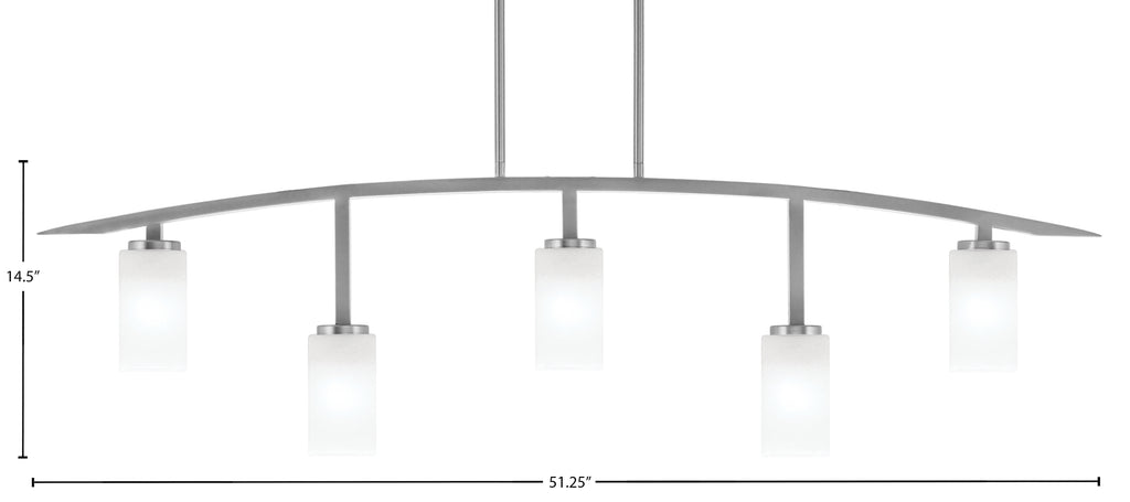 Kurve Five Light Bar in Graphite with Square White Marble Glass Shade