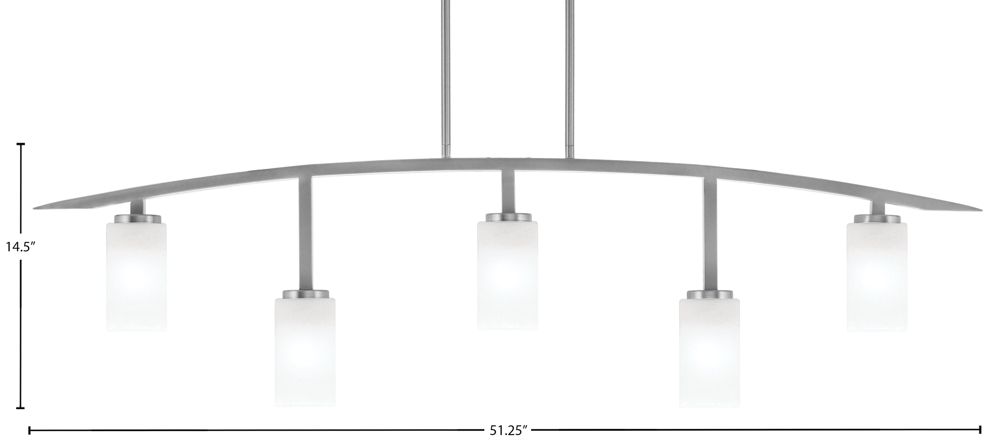 Kurve Five Light Bar in Graphite with Square White Marble Glass Shade