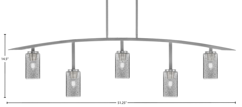 Kurve Five Light Bar in Graphite with Square Smoke Bubble Glass Shade