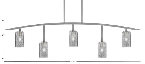 Kurve Five Light Bar in Graphite with Square Smoke Bubble Glass Shade