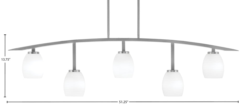 Kurve Five Light Bar in Graphite with White Linen Shade