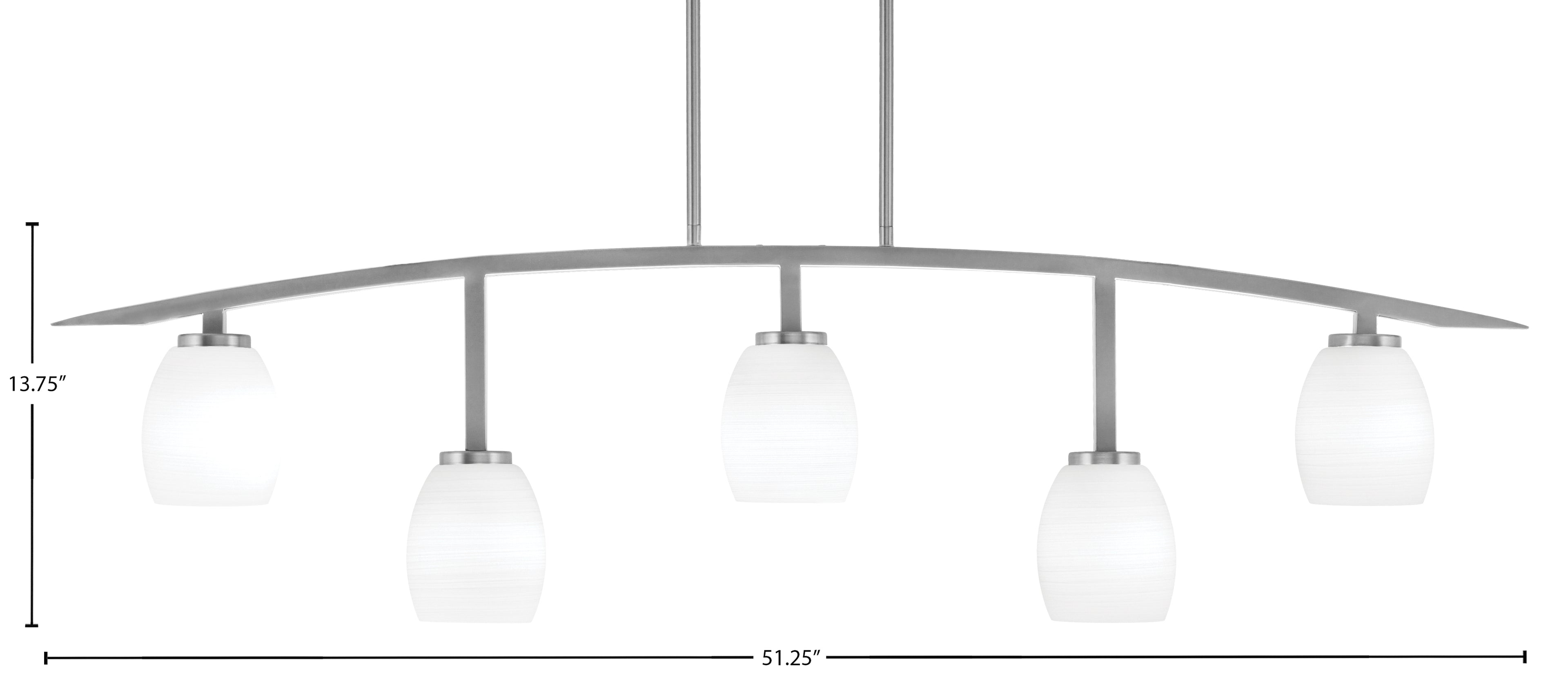 Kurve Five Light Bar in Graphite with White Linen Shade