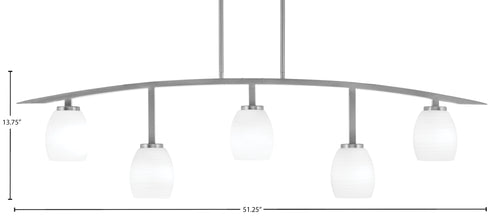 Kurve Five Light Bar in Graphite with White Linen Shade