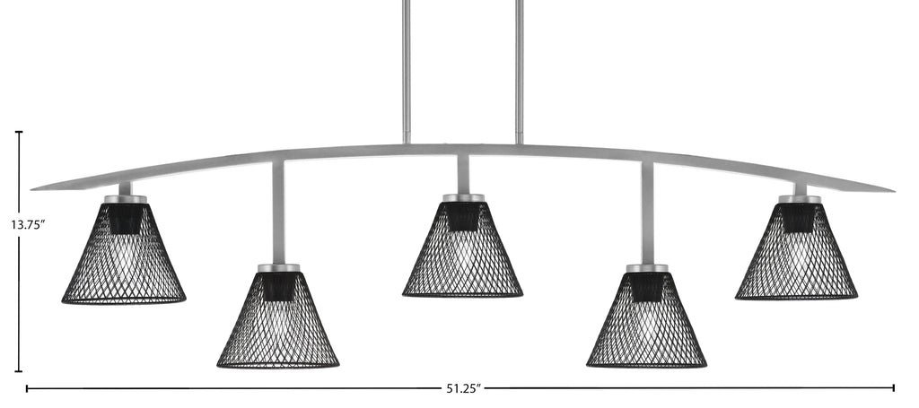 Kurve Five Light Bar in Graphite with Matte Black Cone Mesh Metal Shades Shade