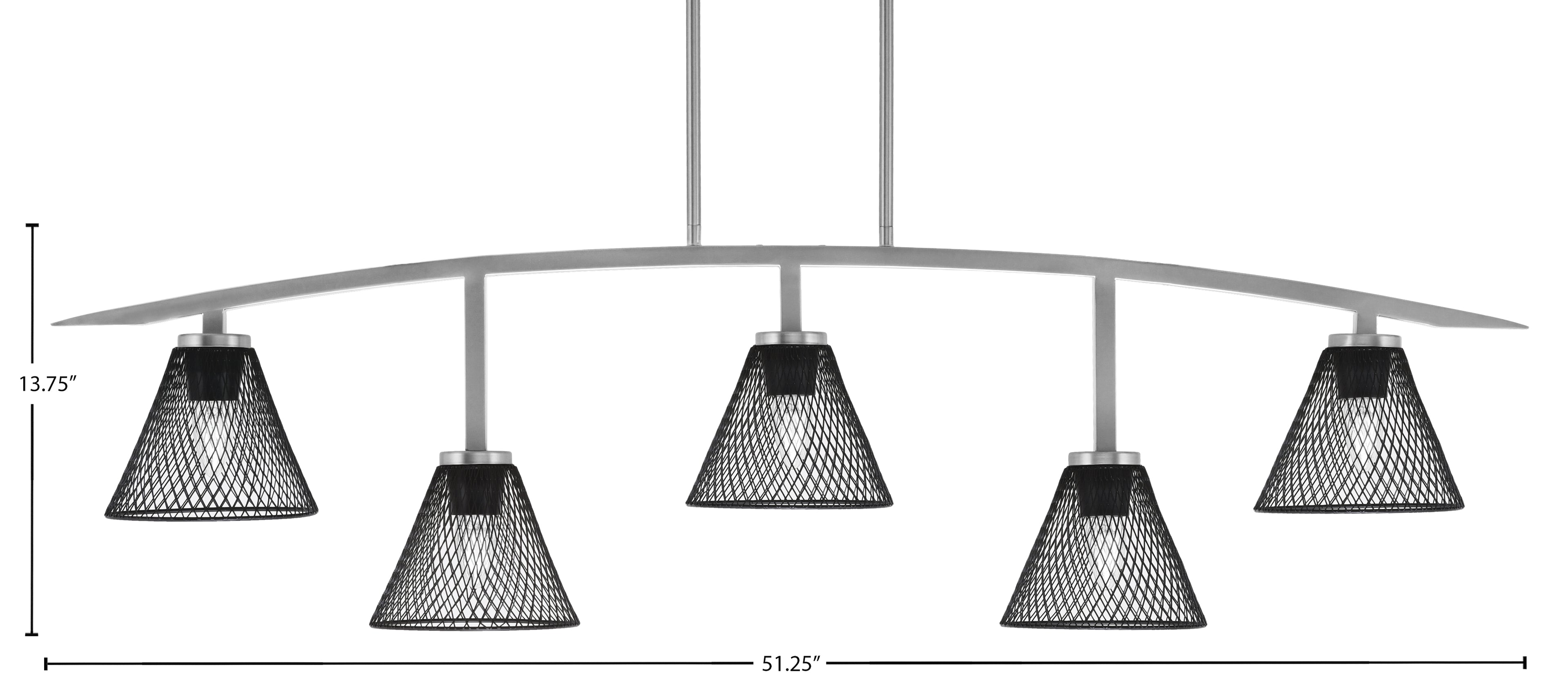 Kurve Five Light Bar in Graphite with Matte Black Cone Mesh Metal Shades Shade