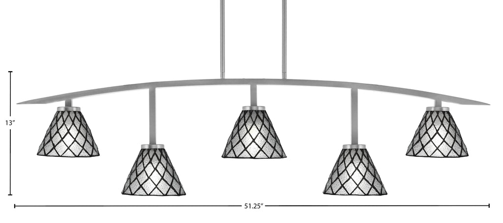 Kurve Five Light Bar in Graphite with Diamond Ice Art Glass Shade