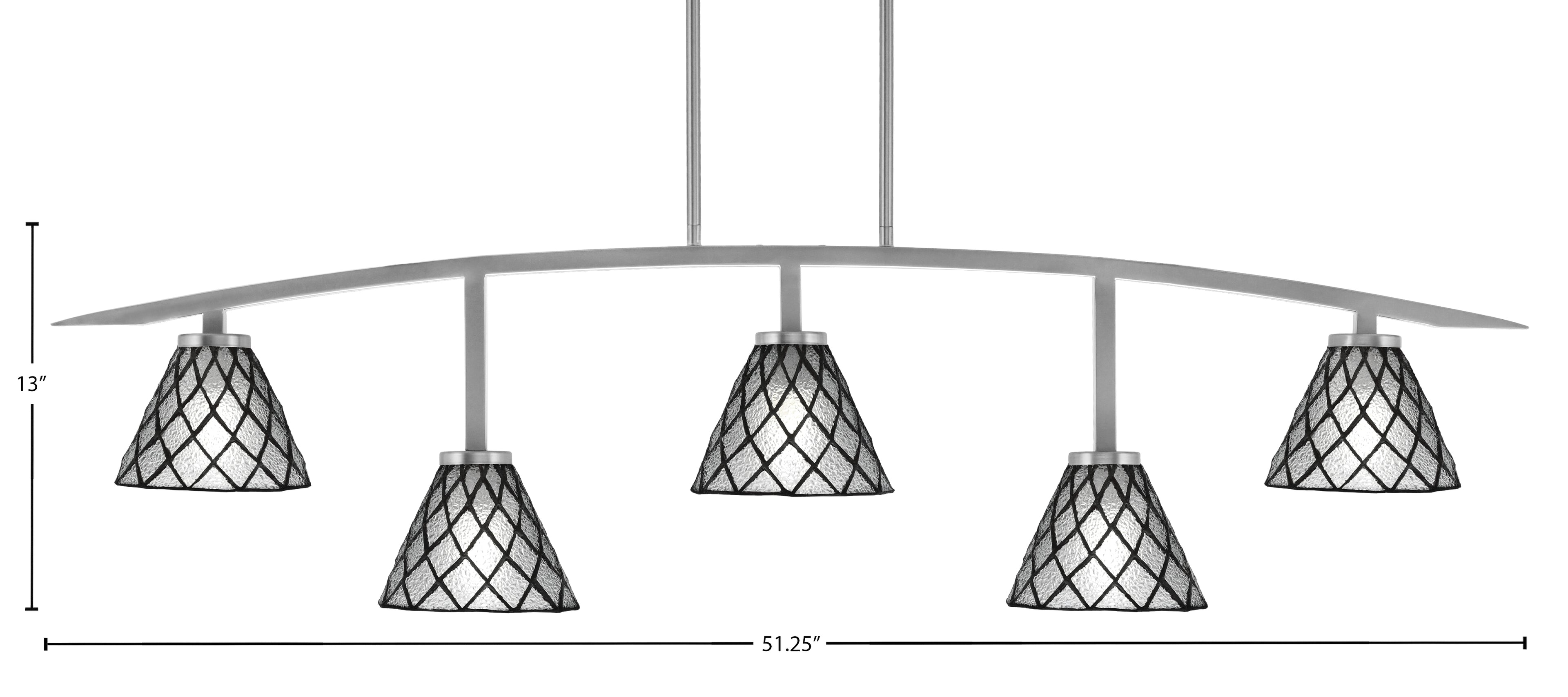 Kurve Five Light Bar in Graphite with Diamond Ice Art Glass Shade