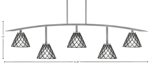 Kurve Five Light Bar in Graphite with Diamond Ice Art Glass Shade