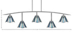 Kurve Five Light Bar in Graphite with Sea Ice Art Glass Shade