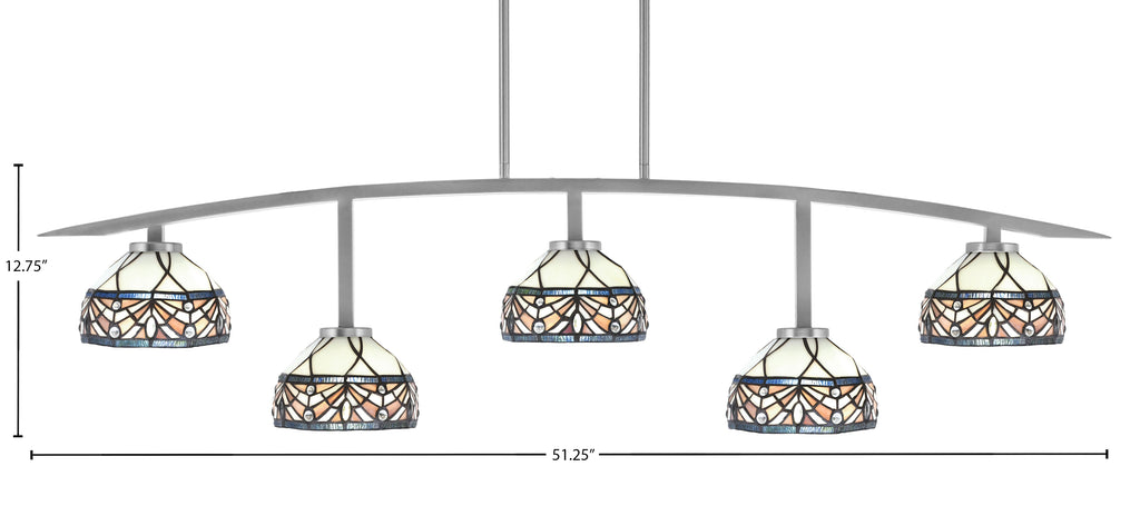 Kurve Five Light Bar in Graphite with Royal Merlot Art Glass Shade