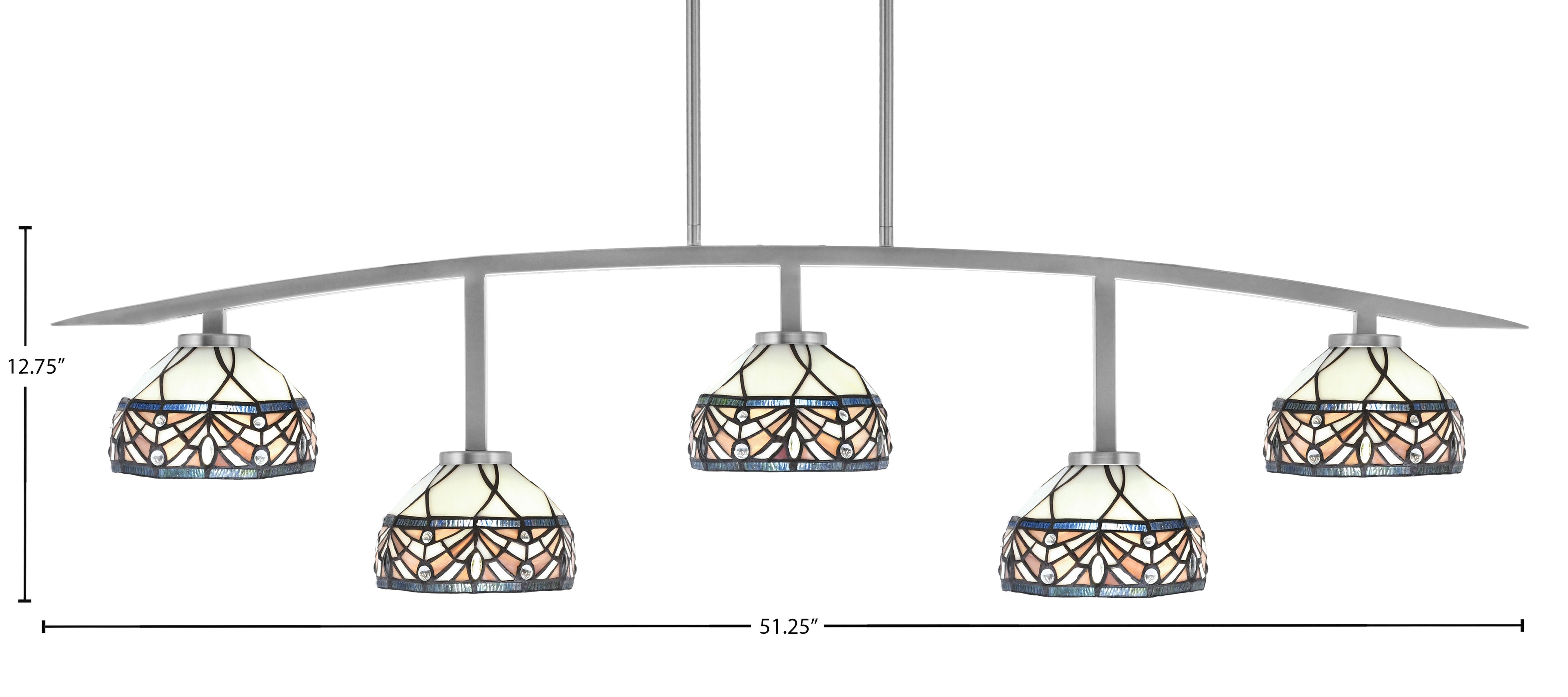 Kurve Five Light Bar in Graphite with Royal Merlot Art Glass Shade