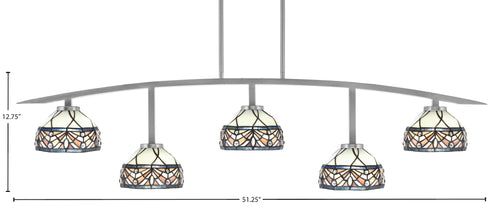 Kurve Five Light Bar in Graphite with Royal Merlot Art Glass Shade