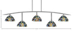Kurve Five Light Bar in Graphite with Blue Mosaic Art Glass Shade