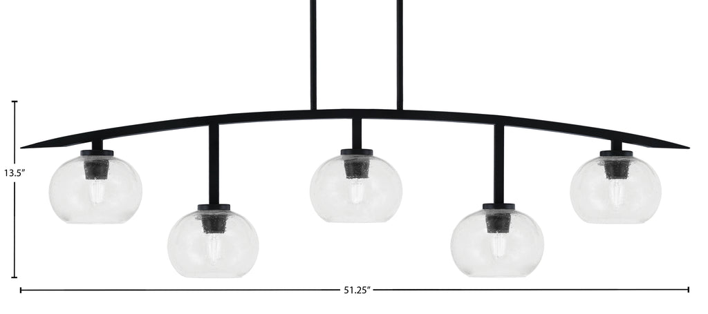 Kurve Five Light Bar in Matte Black with 7" Clear Bubble Shade