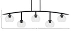 Kurve Five Light Bar in Matte Black with 7" Clear Bubble Shade