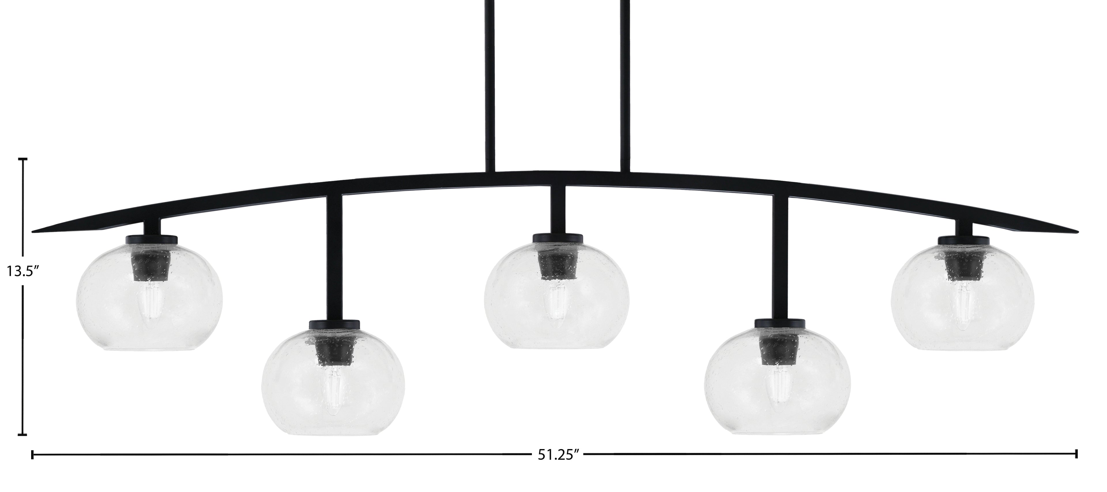 Kurve Five Light Bar in Matte Black with 7" Clear Bubble Shade