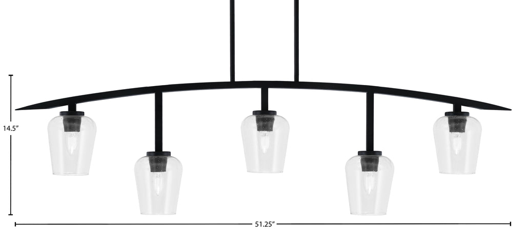 Kurve Five Light Bar in Matte Black with 5" Clear Bubble Shade
