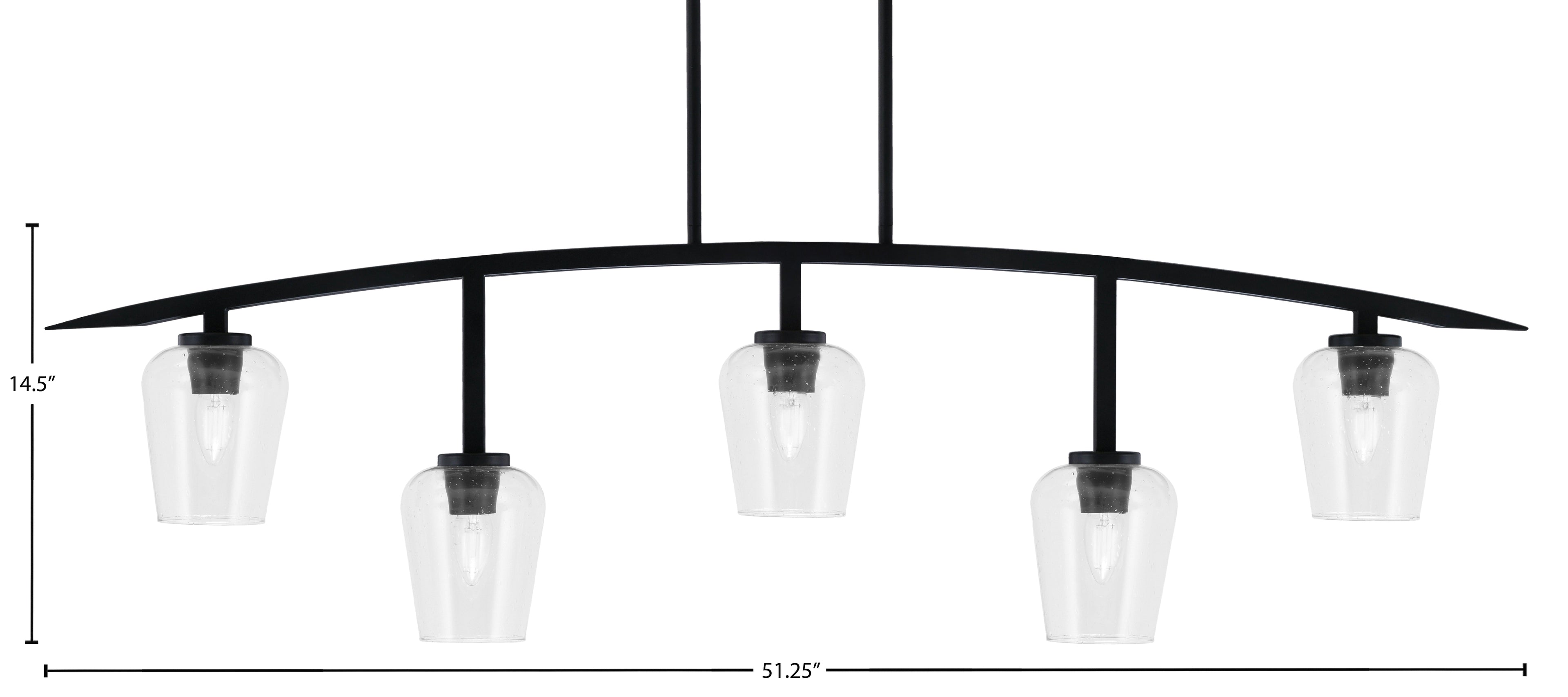 Kurve Five Light Bar in Matte Black with 5" Clear Bubble Shade