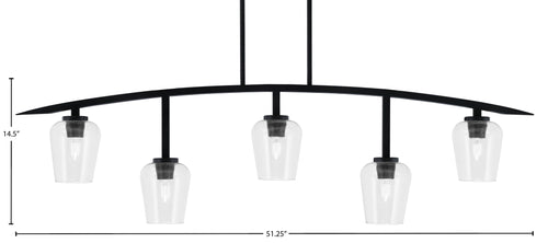 Kurve Five Light Bar in Matte Black with 5" Clear Bubble Shade