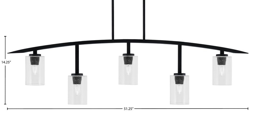 Kurve Five Light Bar in Matte Black with 4" Clear Bubble Shade