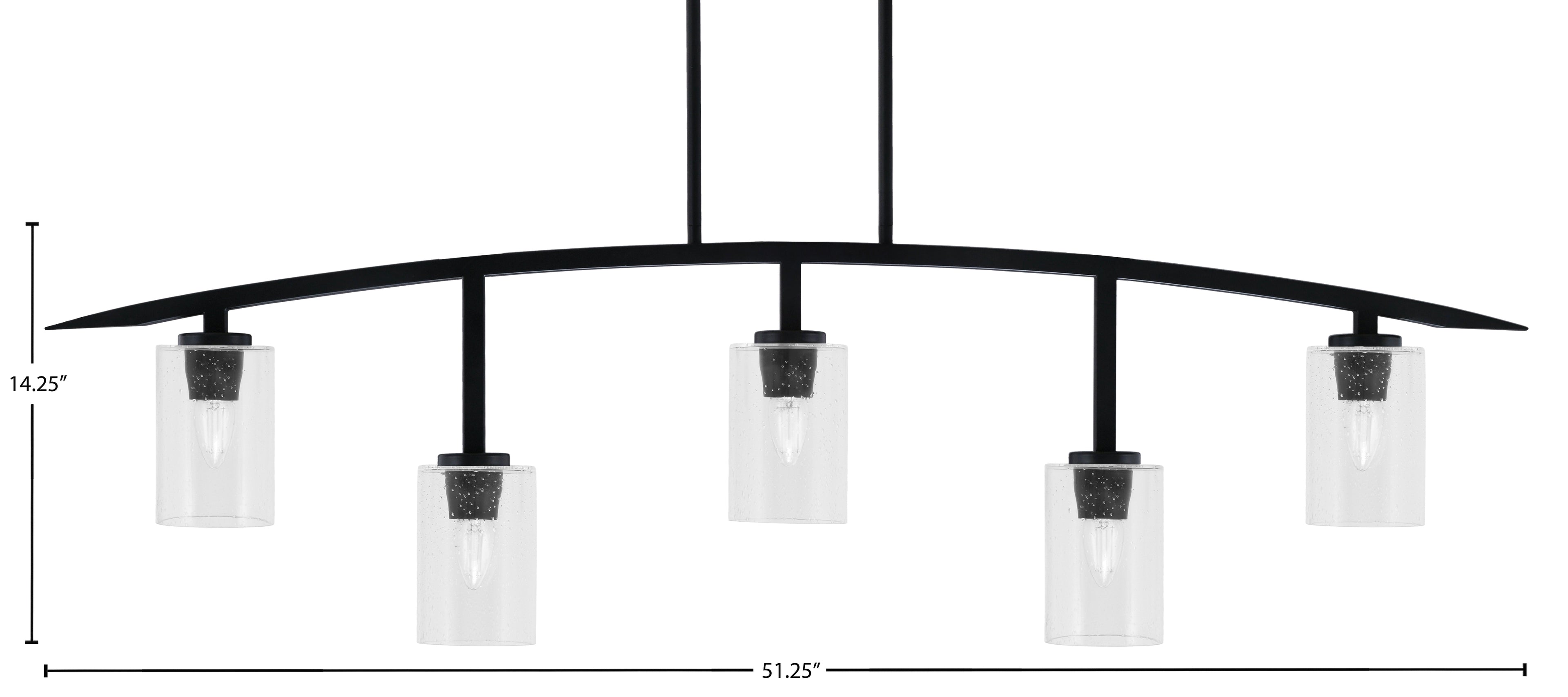 Kurve Five Light Bar in Matte Black with 4" Clear Bubble Shade