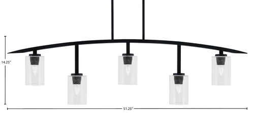 Kurve Five Light Bar in Matte Black with 4" Clear Bubble Shade