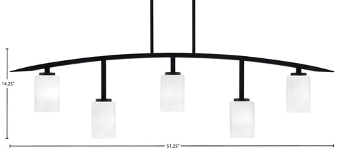 Kurve Five Light Bar in Matte Black with 4" White Marble Shade