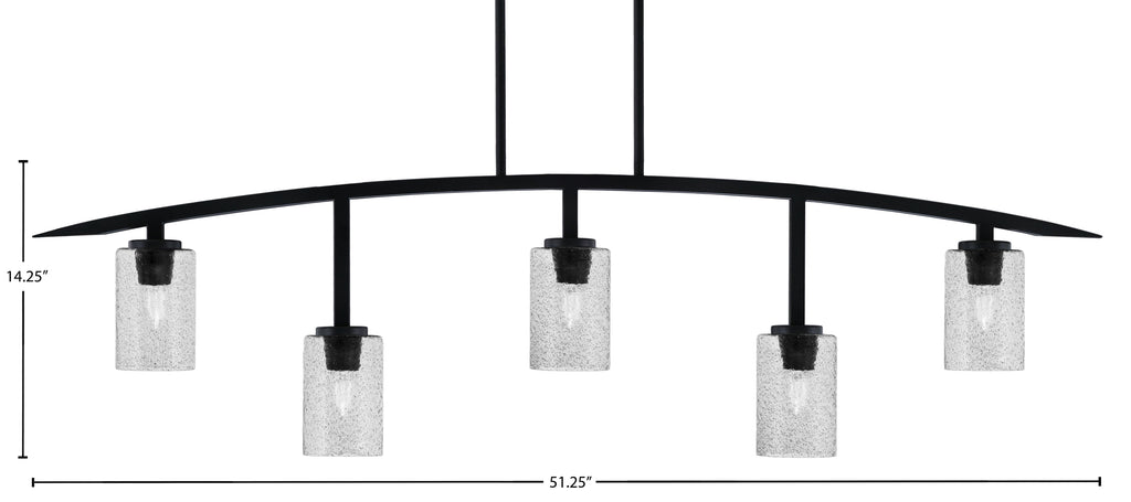 Kurve Five Light Bar in Matte Black with 4" Smoke Bubble Shade