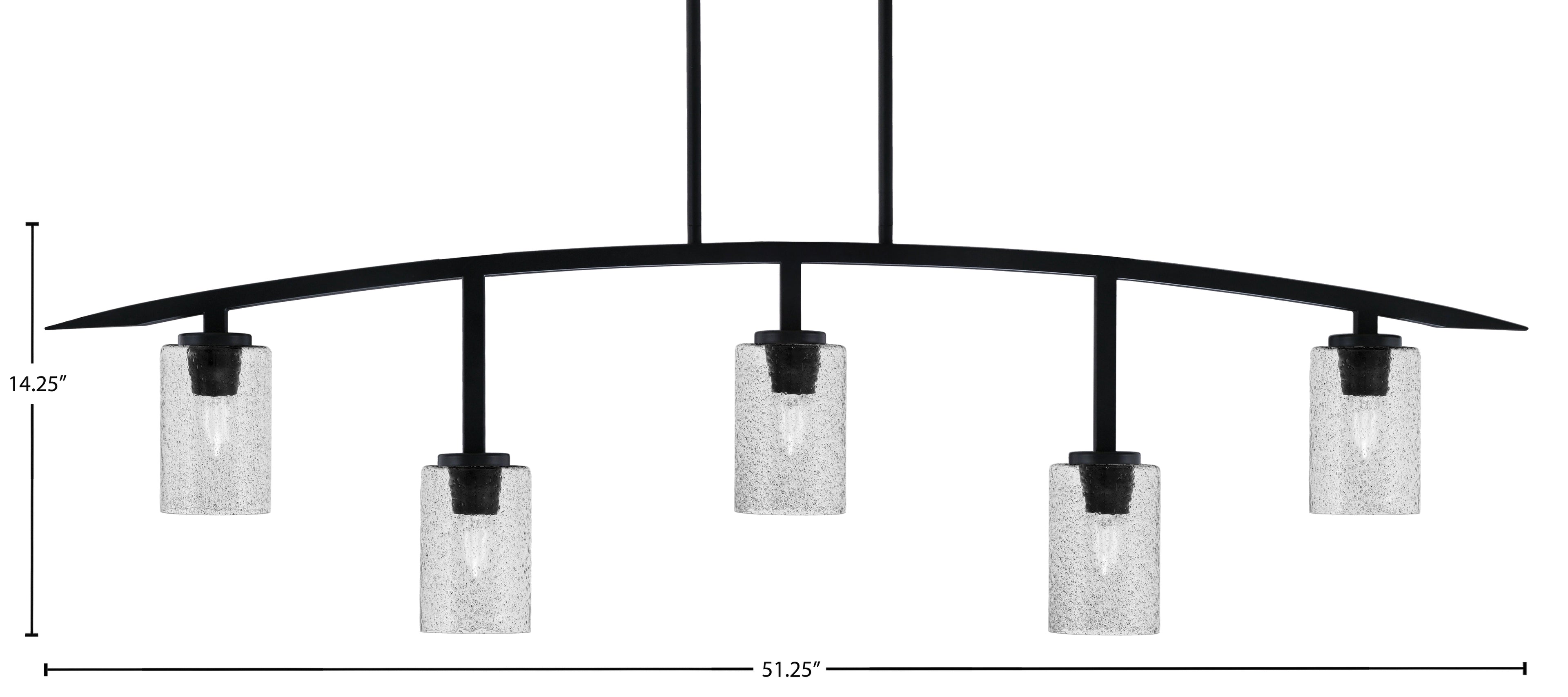 Kurve Five Light Bar in Matte Black with 4" Smoke Bubble Shade