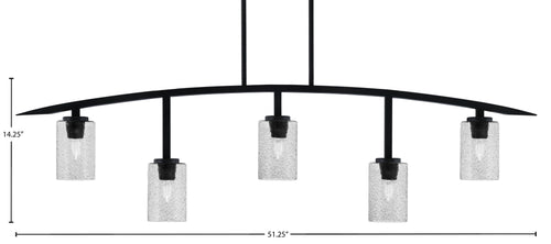 Kurve Five Light Bar in Matte Black with 4" Smoke Bubble Shade