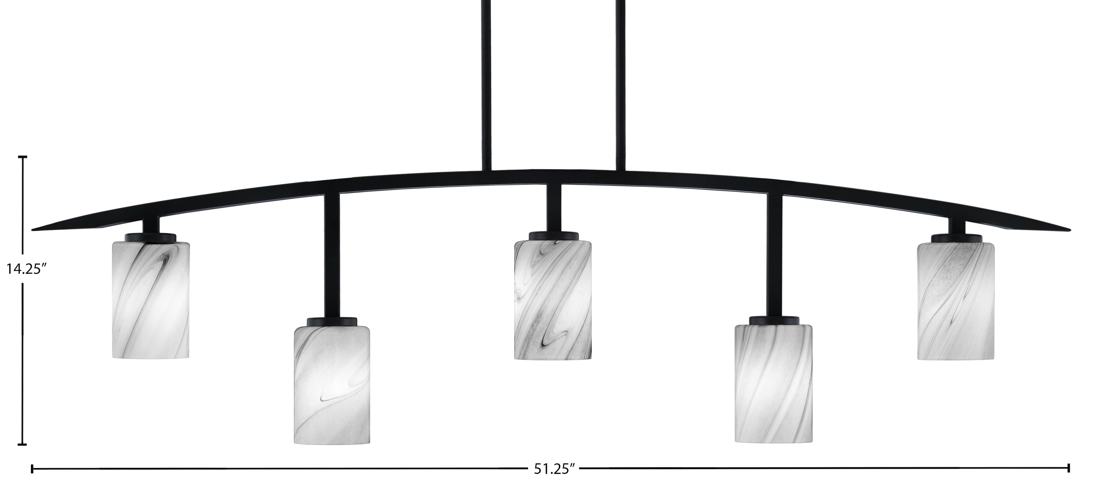 Kurve Five Light Bar in Matte Black with 4" Onyx Swirl Shade
