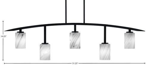 Kurve Five Light Bar in Matte Black with 4" Onyx Swirl Shade