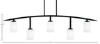 Kurve Five Light Bar in Matte Black with 4" White Muslin Shade