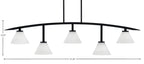 Kurve Five Light Bar in Matte Black with 7" White Muslin Shade