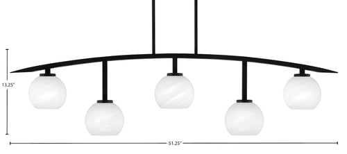Kurve Five Light Bar in Matte Black with 5.75" White Marble Shade