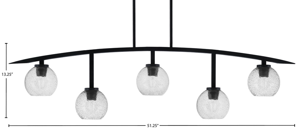 Kurve Five Light Bar in Matte Black with 5.75" Smoke Bubble Shade