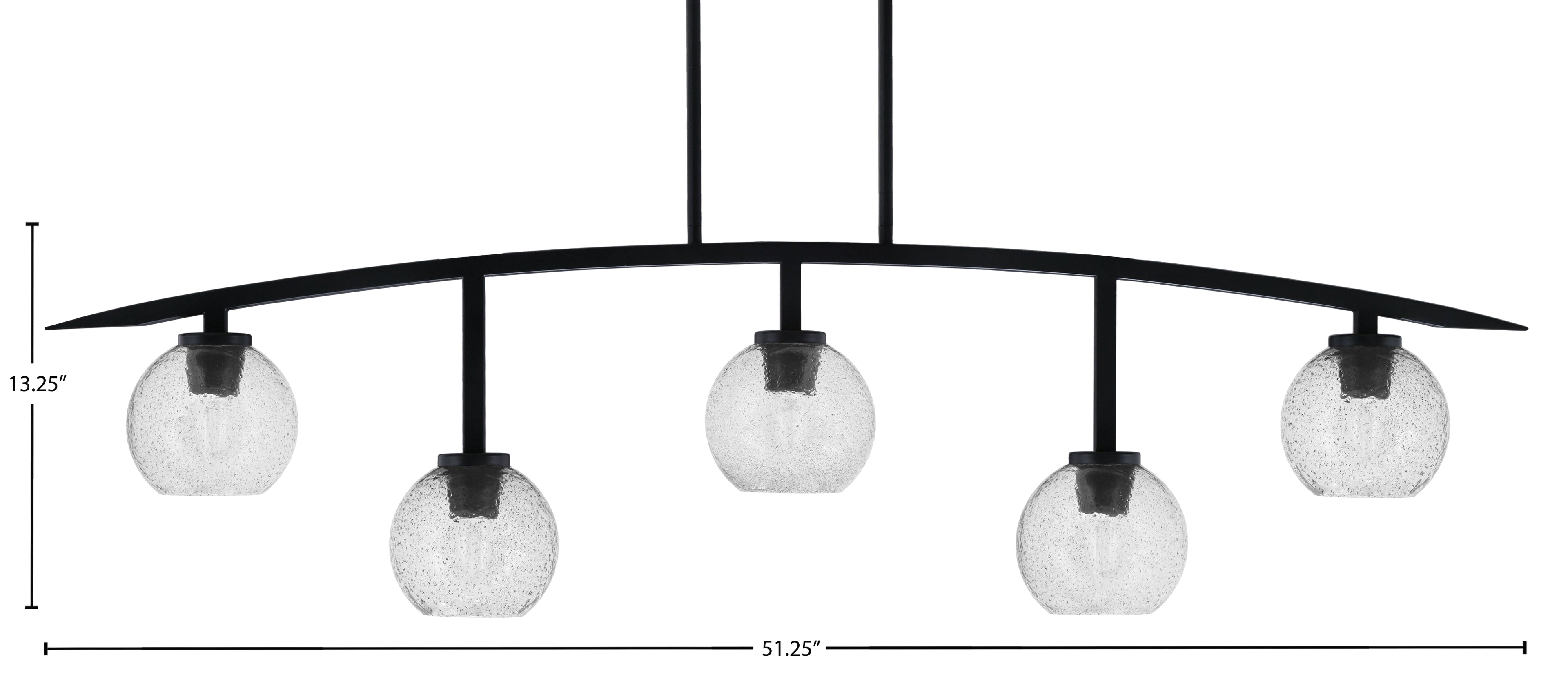 Kurve Five Light Bar in Matte Black with 5.75" Smoke Bubble Shade