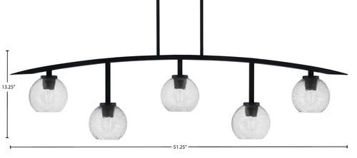 Kurve Five Light Bar in Matte Black with 5.75" Smoke Bubble Shade