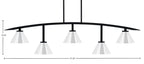 Kurve Five Light Bar in Matte Black with 7" Chrome Cone Metal Shade Shade