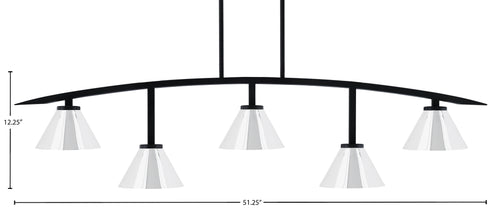 Kurve Five Light Bar in Matte Black with 7" Chrome Cone Metal Shade Shade